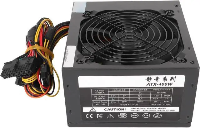 Main image of 400W Desktop Power Supply with Temperature Control & for PCs, Quiet Fan & Steel Design