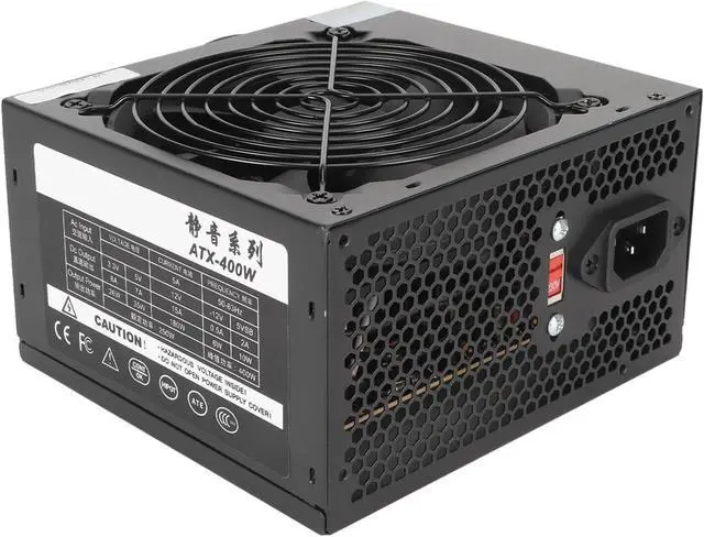 Alt view image 4 of 7 - 400W Desktop Power Supply with Temperature Control & for PCs, Quiet Fan & Steel Design