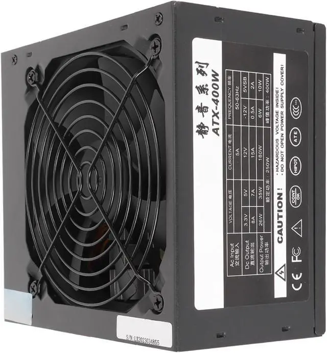 Alt view image 5 of 7 - 400W Desktop Power Supply with Temperature Control & for PCs, Quiet Fan & Steel Design