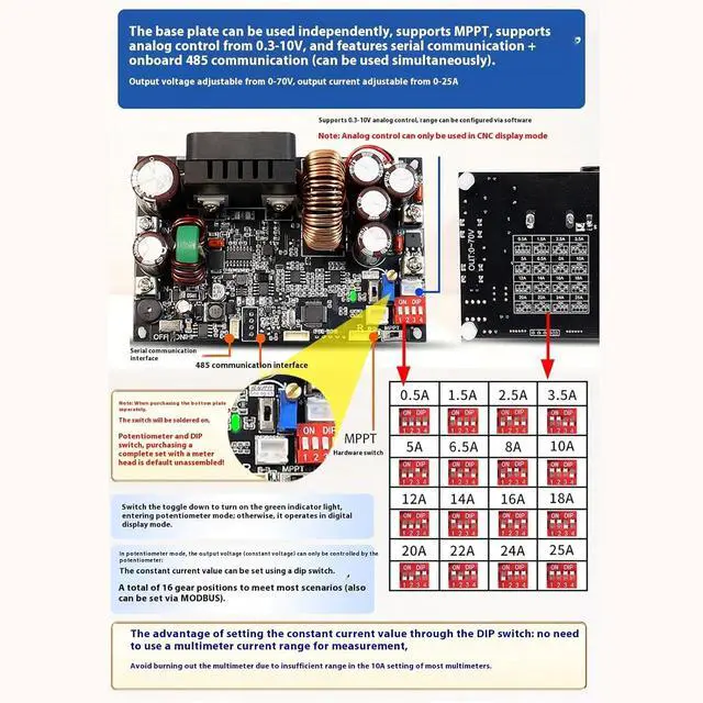 Alt view image 6 of 7 - Upgraded Digital Controlled Regulator 70V 25A 1750W Output Accuracy Electric Current Stabilization For Testing Use Multiple Application Power Supply Unit
