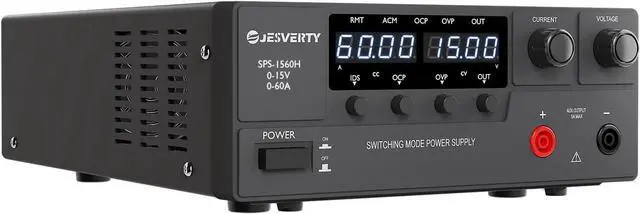 Main image of DC Power Supply Variable, 0-15V 0-60A 900W Switching DC Regulated Bench Power Supply with Encoder Knob, Output On/Off Switch, 4-Digit LED Display, OVP & OCP, Aux Output Terminal - SPS-1560H