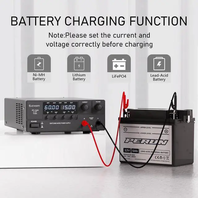 Alt view image 2 of 6 - DC Power Supply Variable, 0-15V 0-60A 900W Switching DC Regulated Bench Power Supply with Encoder Knob, Output On/Off Switch, 4-Digit LED Display, OVP & OCP, Aux Output Terminal - SPS-1560H