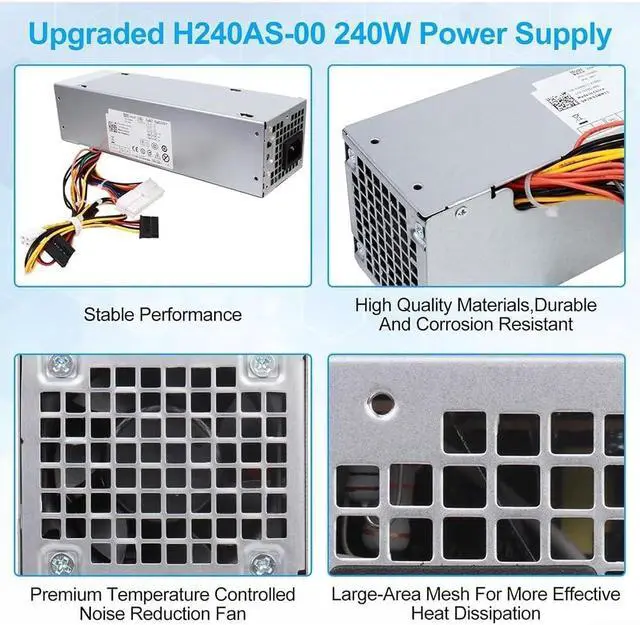 Alt view image 2 of 7 - 240W Power Supply Unit for Dell for OptiPlex 390/790/990/3010/7010/9010 SFF Systems, Replacement for H240AS-00 H240ES-00 D240ES-00 AC240AS-00 L240AS-00