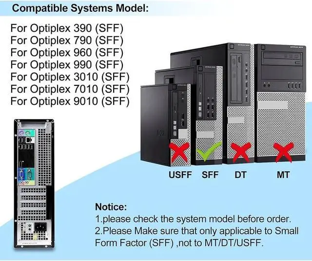 Alt view image 6 of 7 - 240W Power Supply Unit for Dell for OptiPlex 390/790/990/3010/7010/9010 SFF Systems, Replacement for H240AS-00 H240ES-00 D240ES-00 AC240AS-00 L240AS-00