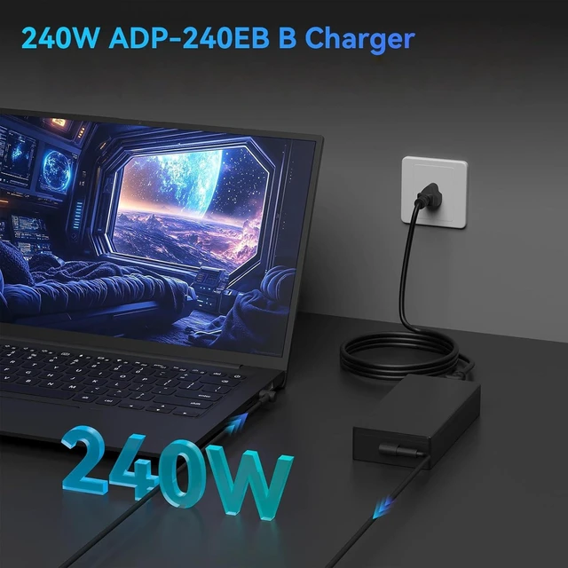 Alt view image 2 of 6 - 240W Laptop Charger Compatible with Asus TUF Gaming A15 A17 F15 F17 FX507 FA507 ROG Zephyrus G14 G15 G16 M16 S15 S17 Duo 15 16 Strix Scar 15 17 G15 G17 Flow X16 ADP-240EB B AC Adapter Power