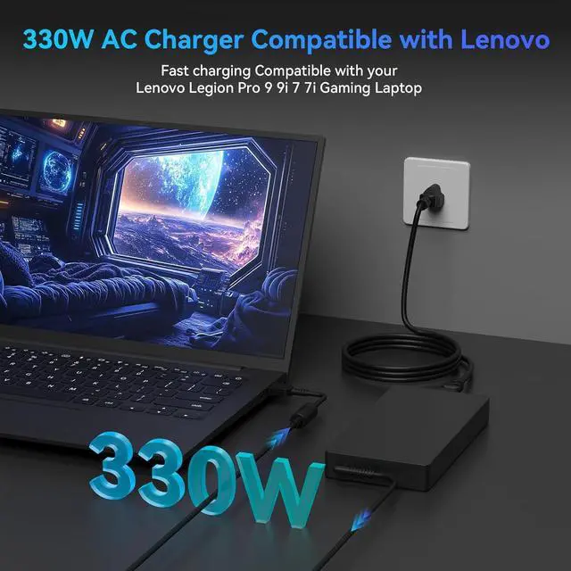 Alt view image 2 of 6 - New 330W 300W AC Adapter Compatible with Lenovo Legion Pro 7i 7 9 9i Legion 5 7 S7 Pro 5 5i Y7000p R9000P Y9000K Y9000X Yoga AIO 7 Gaming Laptop Power Supply Cord ADL300SDC3A ADL300SLC3A