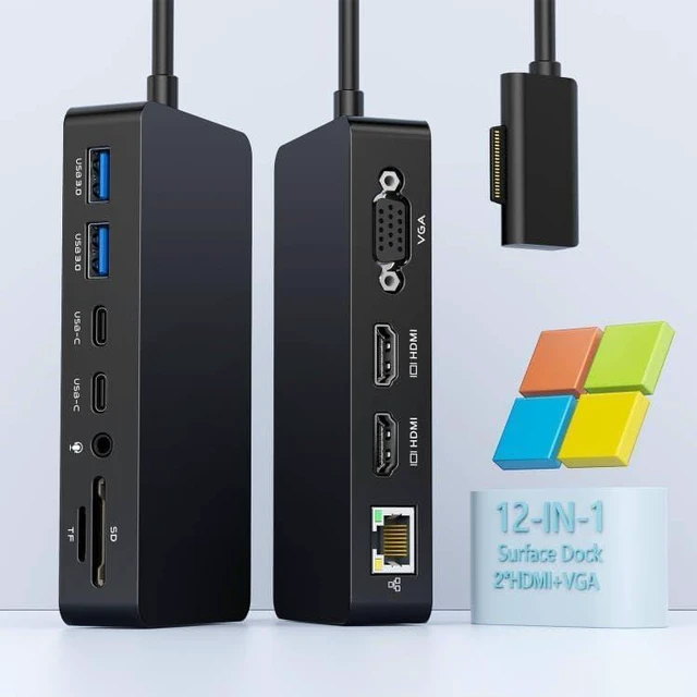 Main image of 2025 New Surface Dock Triple Displays Dual HDMI+VGA, 12 in 1 Surface Docking Station for Sur-face Pro 11/10/9/8/X/7/6/5/4/3, Laptop 7/6/5/4/3/2/1, Book