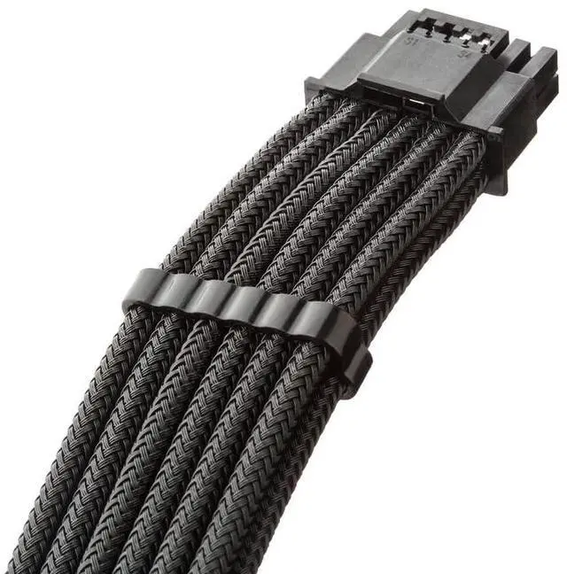 Alt view image 2 of 3 - CableMod RT-Series Pro ModMesh Sleeved 12VHPWR StealthSense PCI-e Cable for ASUS/Seasonic/Phanteks (Black, 16-pin to Dual 8-pin, 60cm)