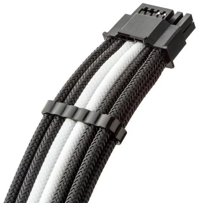 Alt view image 2 of 3 - CableMod RT-Series ModMesh Sleeved 12VHPWR StealthSense PCI-e Cable for ASUS/Seasonic/Phanteks (Black + White, 16-pin to Triple 8-pin, 60cm)