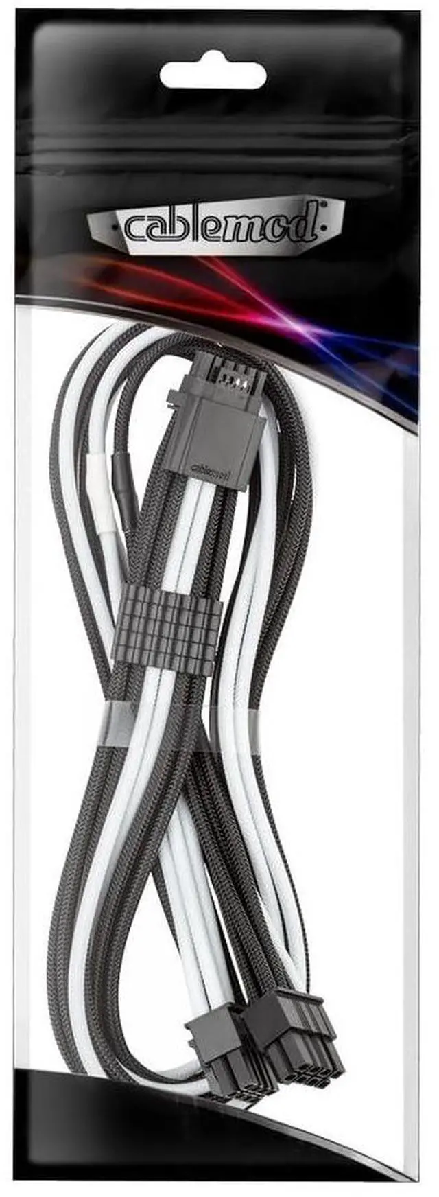 Alt view image 3 of 3 - CableMod RT-Series Pro ModMesh Sleeved 12VHPWR StealthSense PCI-e Cable for ASUS/Seasonic/Phanteks (Black + White, 16-pin to Dual 8-pin, 60cm)