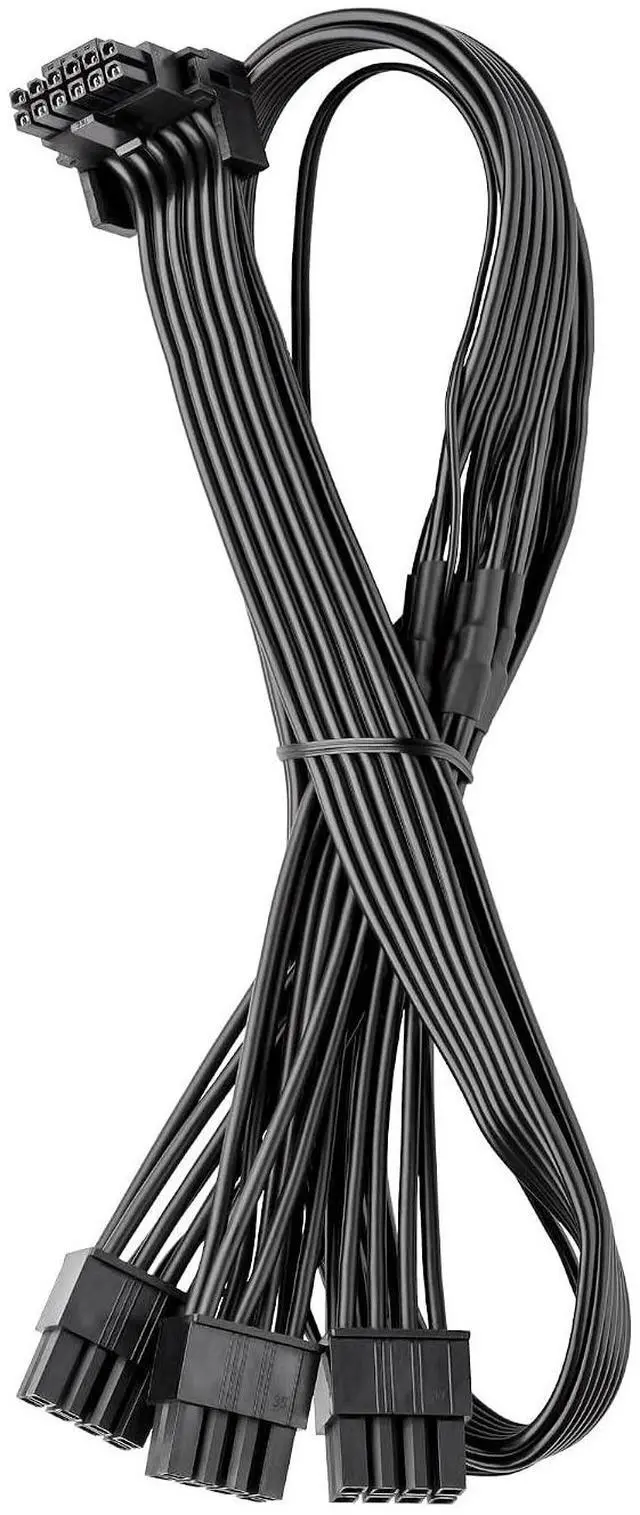 Main image of CableMod Basics RT-Series 12VHPWR 90 Degree StealthSense PCI-e Cable for ASUS/Seasonic/Phanteks - Variant B(Black, 16-pin to Triple 8-pin, 60cm)