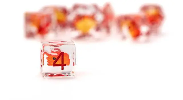 Alt view image 3 of 6 - Dragon Storm Inclusion Resin Dice Set: Red Dragon