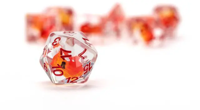 Alt view image 4 of 6 - Dragon Storm Inclusion Resin Dice Set: Red Dragon