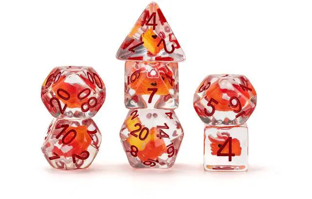 Alt view image 2 of 6 - Dragon Storm Inclusion Resin Dice Set: Red Dragon