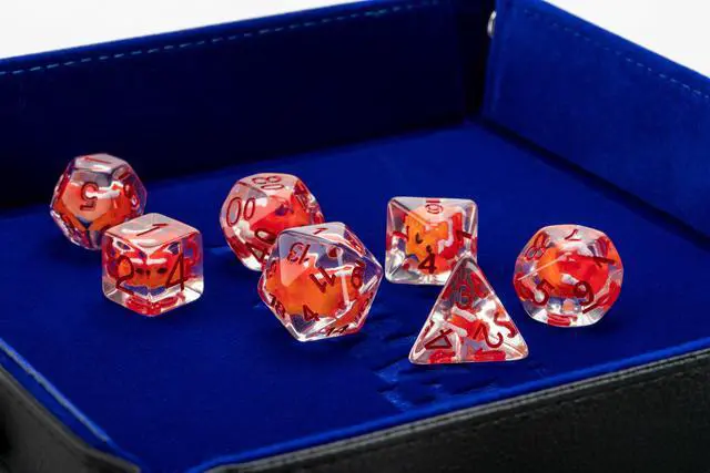 Alt view image 6 of 6 - Dragon Storm Inclusion Resin Dice Set: Red Dragon