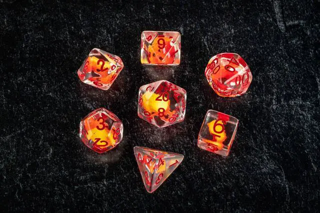 Alt view image 5 of 6 - Dragon Storm Inclusion Resin Dice Set: Red Dragon