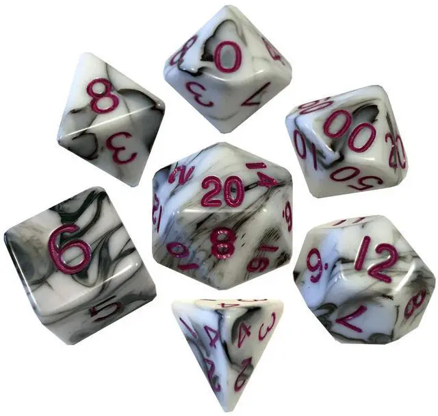 Alt view image 4 of 7 - Marble Pattern High Quality Acrylic Dice Set (8 Options)