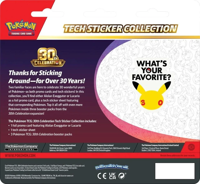 Alt view image 6 of 6 - Pokemon TCG: 30th Celebration Tech Sticker Collection - OEM