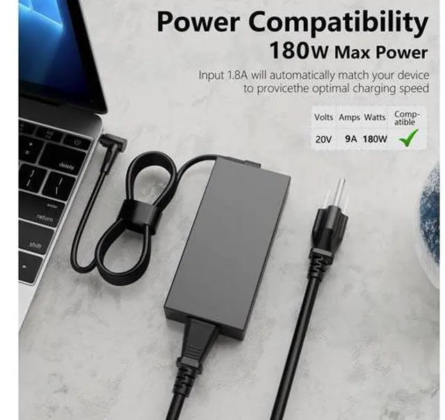 Alt view image 5 of 5 - 180W AC Charger Compatible with ASUS ROG Zephyrus G15 G14 GA502 GA401 TUF F15 F17 A17 A15 FX506 FX505 FX706 FA706 FA506 ROG Strix G GL504GM G713IH G531 G731 GL531 Laptop Power