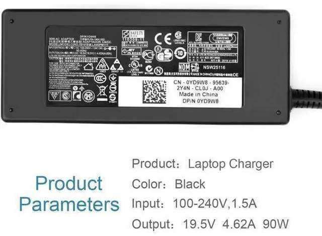 Alt view image 2 of 6 - JUYOON 90W OptiPlex Micro Charger Power Cord for dell OptiPlex 7060 5060 7070 5070 dell Inspiron 15 7590 7790 7500 17 7706 15 7501 7506 (4.5 * 3.0mm)