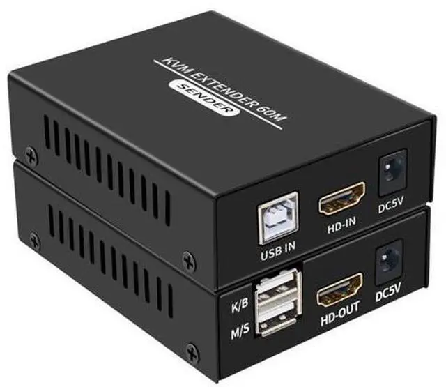 Main image of 60M HDMI KVM Extender Over Cat5e Cat6 1080P HDMI USB KVM Extender Transmit with Loop Out Support USB Keyboard Mouse Extension