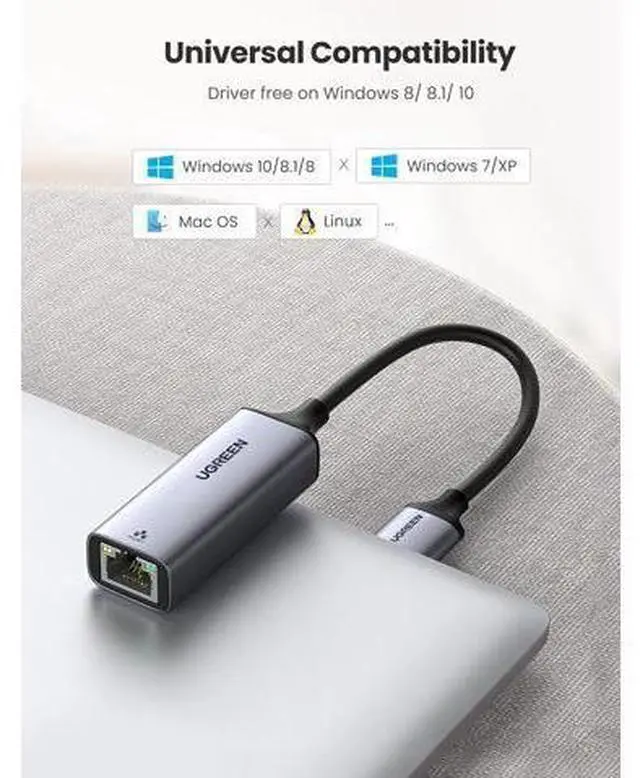 Alt view image 4 of 7 - UGREEN USB Ethernet Adapter USB 3.0 to RJ45 Gigabit Ethernet LAN Network Adapter 10 100 1000Mbps for Nintendo Switch, MacBook Pro Air Mac OS 10.5 and Above Windows 10 8.1 8 7 XP Vista Linux Chrome OS
