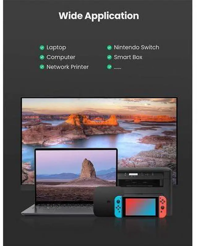 Alt view image 5 of 7 - UGREEN USB Ethernet Adapter USB 3.0 to RJ45 Gigabit Ethernet LAN Network Adapter 10 100 1000Mbps for Nintendo Switch, MacBook Pro Air Mac OS 10.5 and Above Windows 10 8.1 8 7 XP Vista Linux Chrome OS
