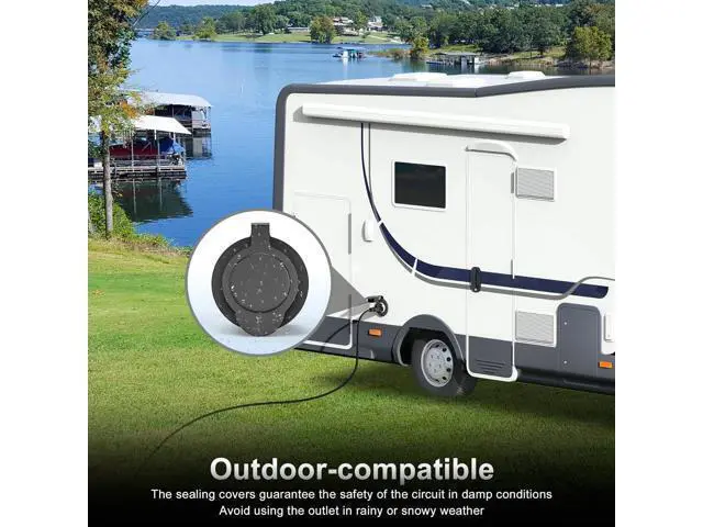 Alt view image 6 of 7 - Flanged Outlet NEMA 5-15R - 110V/120V, 15 Amps Single Round Female Plug Receptacle, Weather Resistant, Flush Mount Inlet for RV, Camper, Marine, Truck Bed, Golf Cart, Indoor/Outdoor Use, UL Listed