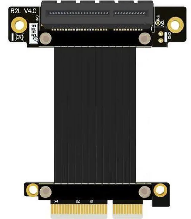 Main image of PCIe 4X to 4X Riser Cable GEN4 PCI-Express 4.0 X4 Extension Cable 90/180 Degree GPU Riser Vertical Mount for USB Adapter Network Card Capture Card Bitcoin Miner (25CM,R22SL)