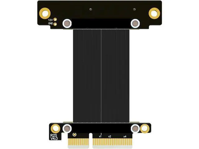 Alt view image 3 of 6 - PCIe 4X to 4X Riser Cable GEN4 PCI-Express 4.0 X4 Extension Cable 90/180 Degree GPU Riser Vertical Mount for USB Adapter Network Card Capture Card Bitcoin Miner (25CM,R22SL)
