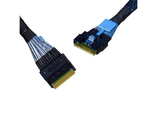Alt view image 3 of 7 - SlimSAS X8 to 2*MCIO X4, SFF -8654 74 Pin to 2*MCIO X4, SFF-8654 74Pin to 2*SFF-TA-1016 38 Pin,PCIe Gen5 Mini Cooledge IO,Double Straight Cable 80CM(CBL-SAST-0953)