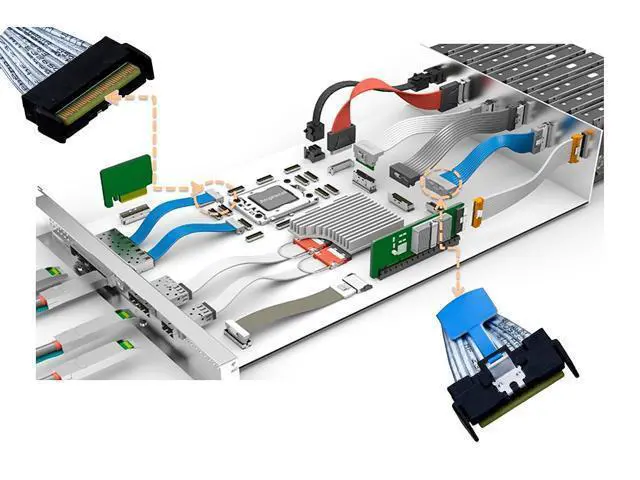Alt view image 7 of 7 - SlimSAS X8 to 2*MCIO X4, SFF -8654 74 Pin to 2*MCIO X4, SFF-8654 74Pin to 2*SFF-TA-1016 38 Pin,PCIe Gen5 Mini Cooledge IO,Double Straight Cable 80CM(CBL-SAST-0953)