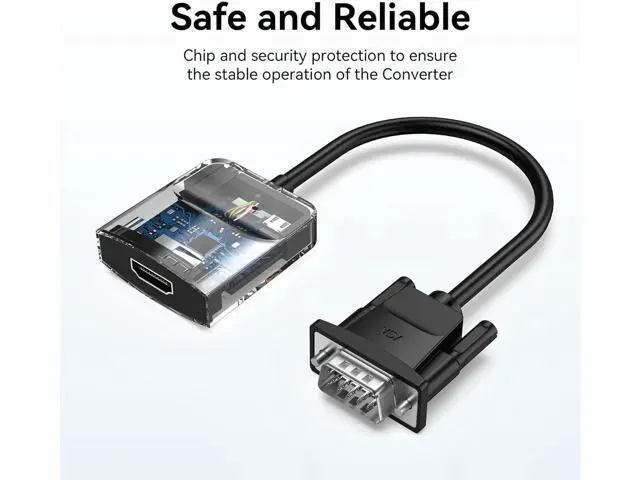 Alt view image 3 of 7 - VGA to HDMI Adapter-1080P Video Dongle Adaptador VGA Converter with Audio Cable (1.5FT) Male to Female for PC Monitor HDTV (Note: VGA to HDMI Only Not Bi-Directional)