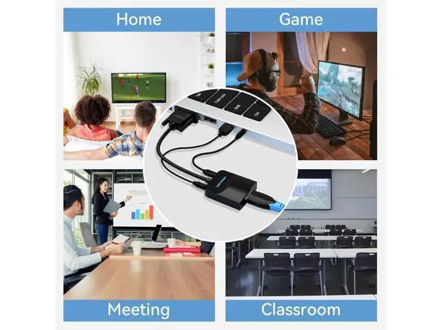 Alt view image 6 of 7 - VGA to HDMI Adapter-1080P Video Dongle Adaptador VGA Converter with Audio Cable (1.5FT) Male to Female for PC Monitor HDTV (Note: VGA to HDMI Only Not Bi-Directional)