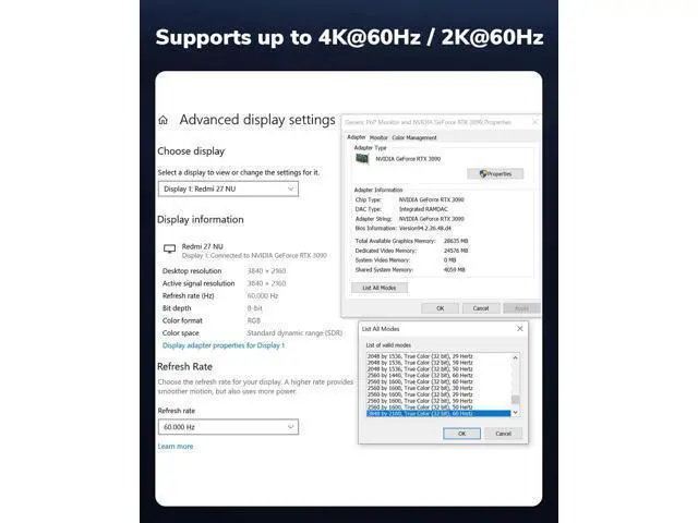 Alt view image 7 of 7 - 4K DisplayPort to HDMI Cable 20FT 4K@60Hz CL3 Uni-Directional DP to HDMI Cord Compatible for HP and More