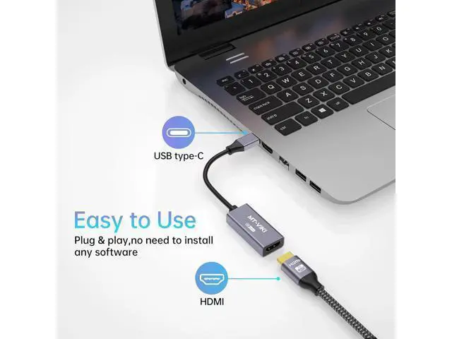 Alt view image 5 of 6 - MT-VIKI USB Type C to HDMI 2.1 Adapter, USB C to HDMI 8K@60Hz & 4K@120Hz, 48Gbps, Type C Male (Thunderbolt 3/4) to HDMI Female Compatible with MacBook Pro/Air, iPad Pro/Air, Pixelbook, XPS,etc
