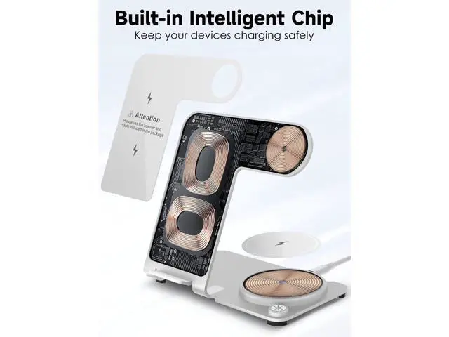 Alt view image 6 of 7 - Wireless Charger 3 in 1,Aluminum Alloy Wireless Charging Stand 18W Fast Charging for iPhone 15/14/13/12/11/Pro/Max/XS/XR/X/8, iWatch9/8/7/6/5/4/3/2/SE, Airpods Pro/3/2