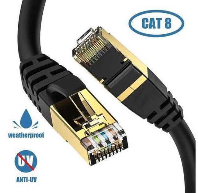 Main image of Cat8 Ethernet Cable, 30FT LAN Cable, for Outdoor&Indoor Use, 26AWG High Speed Network Cable,Heavy Duty, Internet Cable, 40Gbps 2000Mhz Cat8 Ethernet Cord, UV-resistant, Weatherproof RJ45 Cable for R
