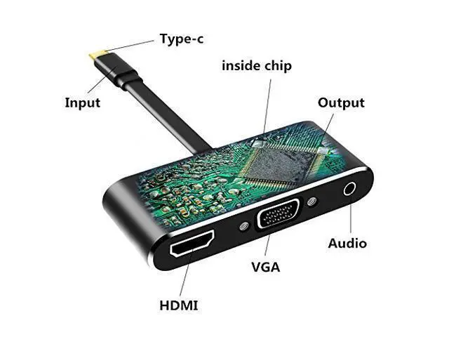 Alt view image 3 of 7 - CableDeconn USB-C Hub Dock Thunderbolt 3 to HDMI 4K VGA USB3.0 Hub USB-C PD Audio Converter Cable Adapter for Macbook 2016 2017