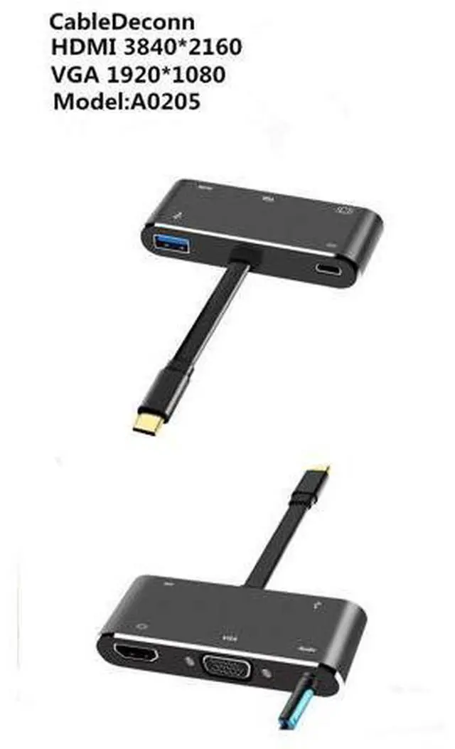 Alt view image 4 of 7 - CableDeconn USB-C Hub Dock Thunderbolt 3 to HDMI 4K VGA USB3.0 Hub USB-C PD Audio Converter Cable Adapter for Macbook 2016 2017
