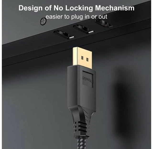 Alt view image 5 of 7 - DisplayPort Cable 1.4 15FT DP Display Port Cord (8K@60Hz 4K@144Hz 2K@240Hz 32.4Gbps) Braided Male to Male Compatible for Computer Monitor PC Gaming Laptop TV