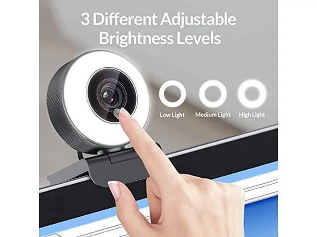 Alt view image 2 of 12 - Streaming 1080P HD Webcam Built in Adjustable Ring Light and Mic. Advanced autofocus AF Web Camera for Google Meet Gamer Facebook YouTube Streamer
