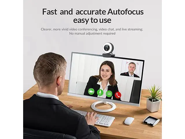 Alt view image 5 of 12 - Streaming 1080P HD Webcam Built in Adjustable Ring Light and Mic. Advanced autofocus AF Web Camera for Google Meet Gamer Facebook YouTube Streamer
