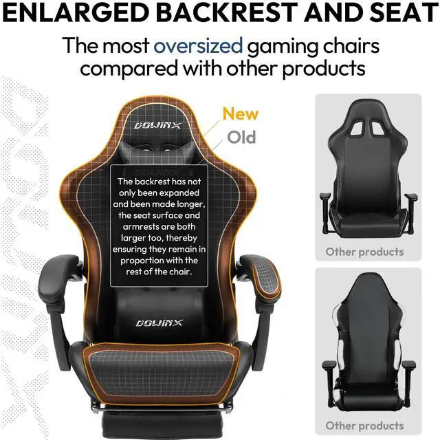 Alt view image 3 of 7 - Gaming Chair Ergonomic Racing Style Recliner with Massage Lumbar Support, Office Armchair for Computer PU Leather E-Sports Gamer Chairs with Retractable Footrest(Black)