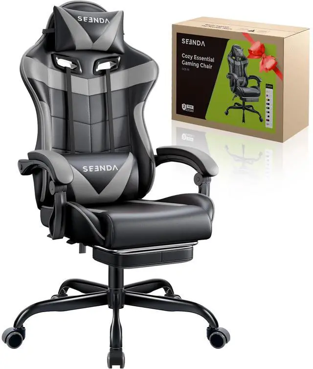Main image of Gaming Chair, Seenda Ergonomic Video Game Chair with Footrest and Lumbar Support,Computer Chair Height Adjustable with Swivel Seat and Headrest
