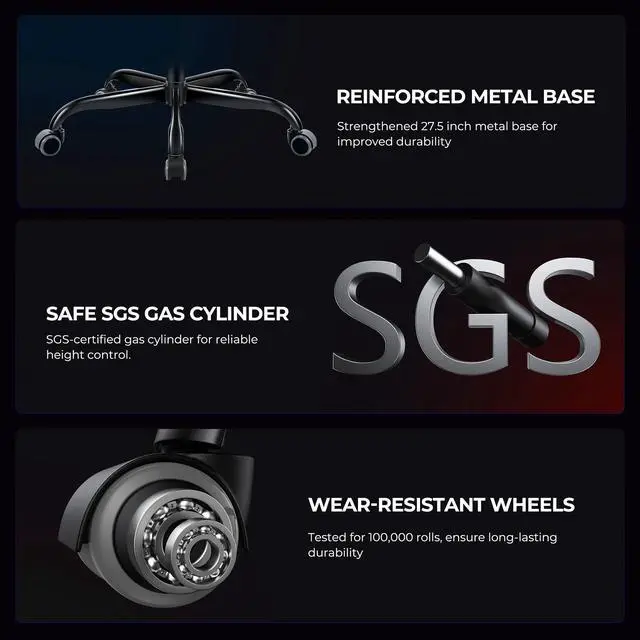 Alt view image 7 of 7 - Gaming Chair, Seenda Ergonomic Video Game Chair with Footrest and Lumbar Support,Computer Chair Height Adjustable with Swivel Seat and Headrest