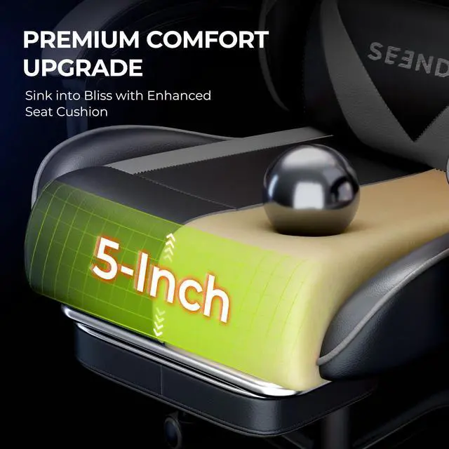 Alt view image 2 of 7 - Gaming Chair, Seenda Ergonomic Video Game Chair with Footrest and Lumbar Support,Computer Chair Height Adjustable with Swivel Seat and Headrest
