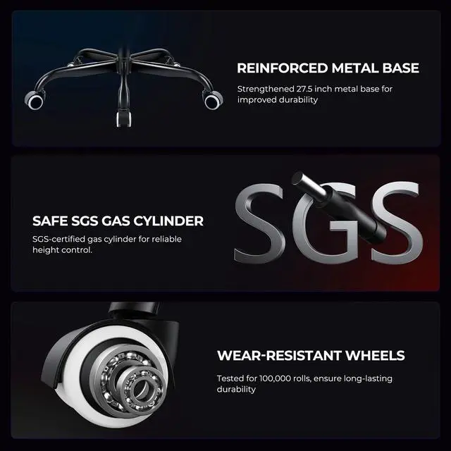 Alt view image 7 of 7 - Gaming Chair, Seenda Video Game Chair with Footrest and Lumbar Support, Ergonomic Computer Chair Height Adjustable with Swivel Seat and Headrest, White