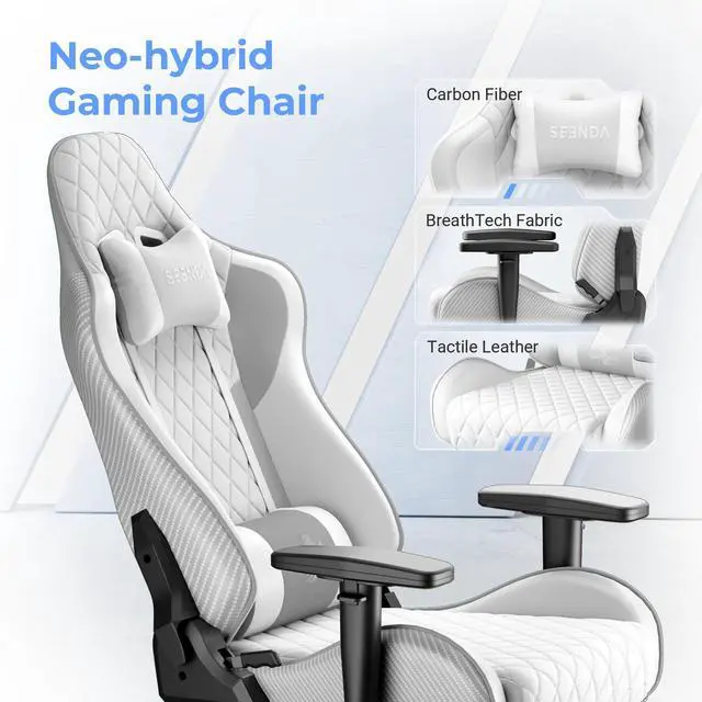 Alt view image 4 of 7 - Seenda GCPro-10 Gaming Chair, Video Game Chair with Footrest and Lumbar Support, Ergonomic Computer Desk Chair Height Adjustable with Swivel Seat and Headrest