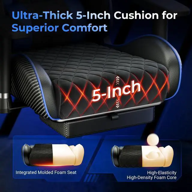 Alt view image 6 of 7 - Seenda GCPro-10 Gaming Chair, Big and Tall Video Game Chair with Footrest, High Back Ergonomic Computer Desk Chair Height Adjustable with Headrest and Lumbar Support